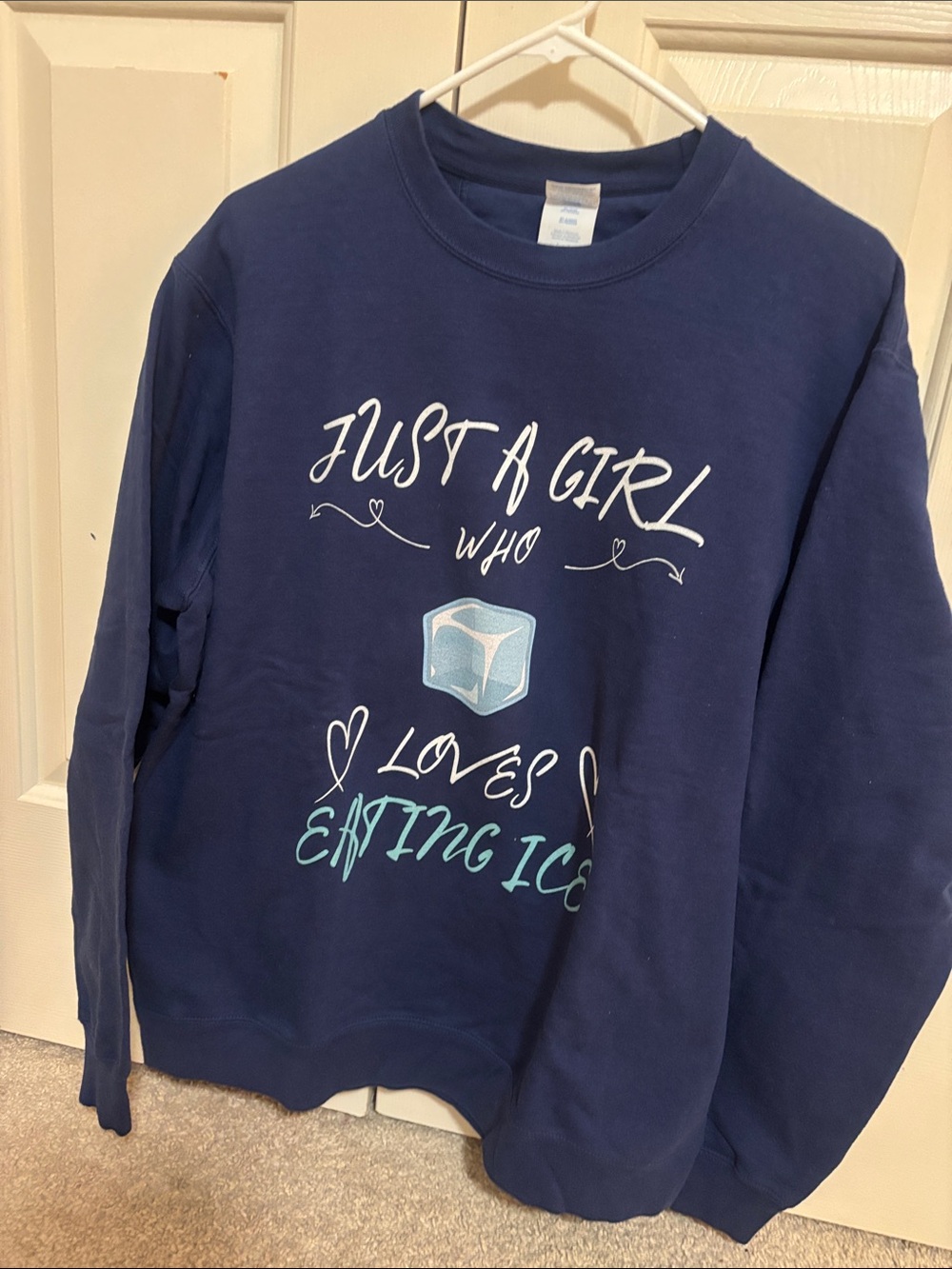 Just A Girl Who Loves Eating Ice Navy Kids Sweatshirt